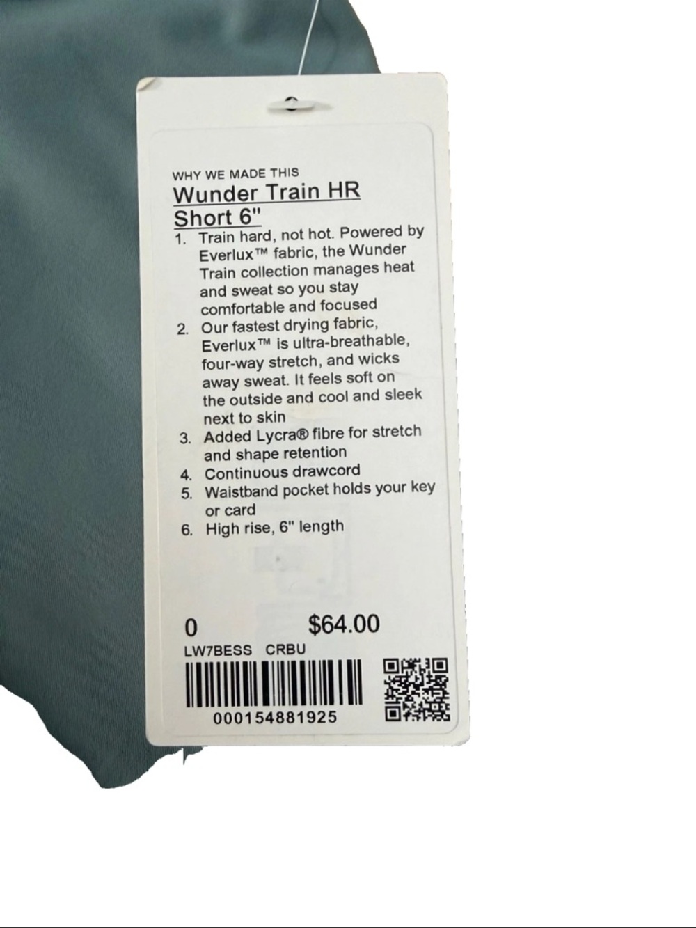 lululemon Wunder Train High-Rise Short Size 0 6" Crater Blue NWT - Picture 3 of 4